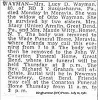 Wayman, Mrs. Lucy